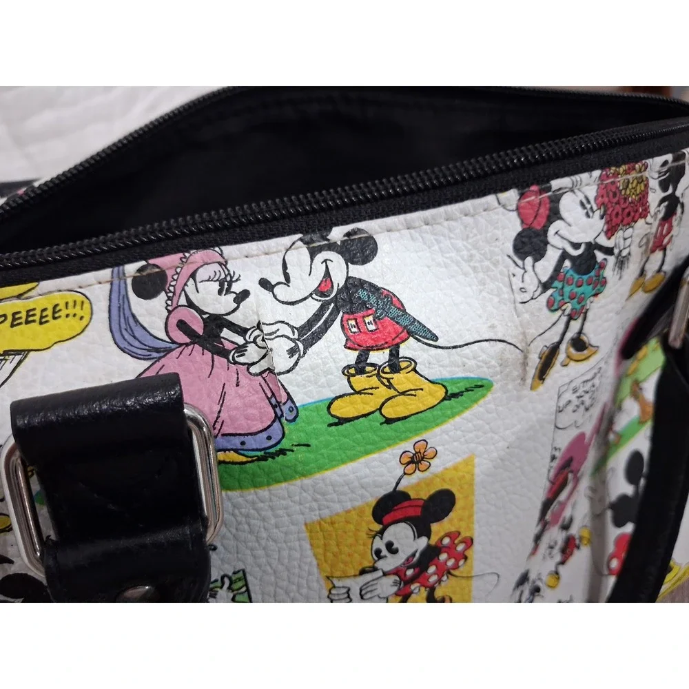 Disney Parks Mickey Minnie Mouse Comic Strip Satchel Bag White Multi F964-3476-9